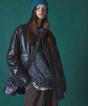 [SALE] Buffalo Crack Leather Dress-Over Short Mods Coat