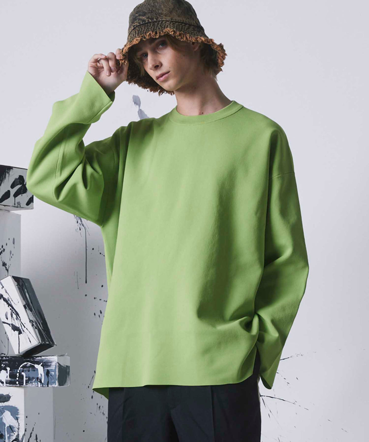 【SALE】18G  Milan Ribs Prime-Over Crew Neck Knit Pullover