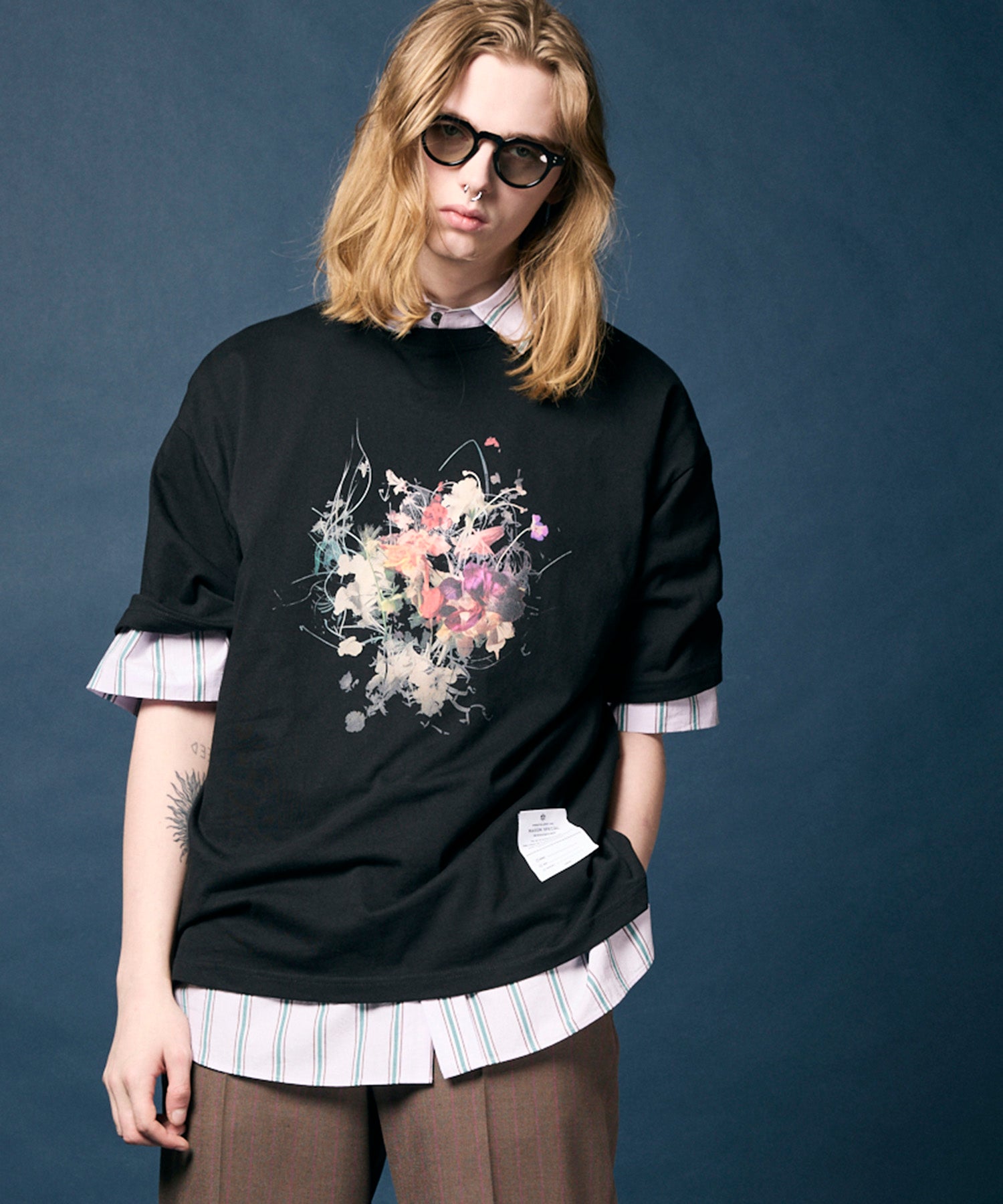 Flower Graphic Prime-Over Crew Neck T - トップス