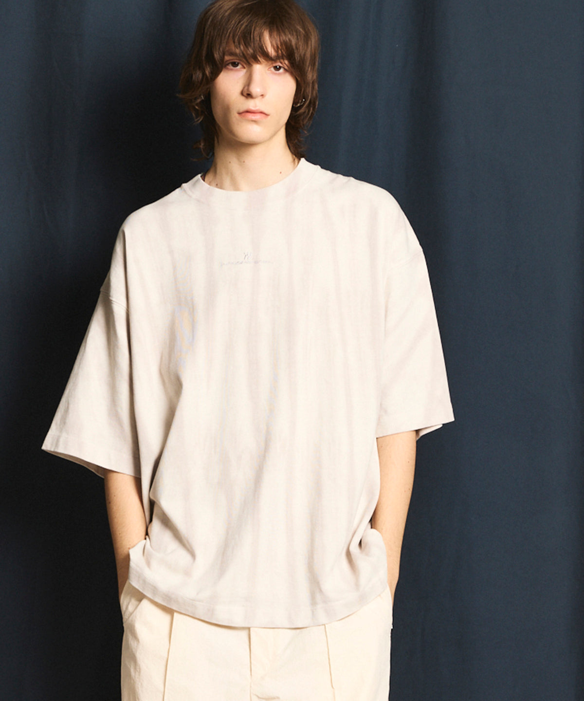 【24SS PRE-ORDER】Uneven Dyeing Logo Embroidery Prime-Over Crew Neck T-shirt