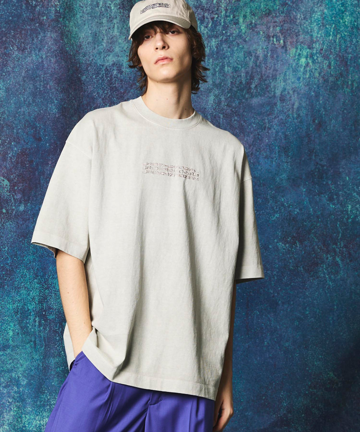 Logo Embroidery Prime-Over Pigment Crew Neck T-Shirt