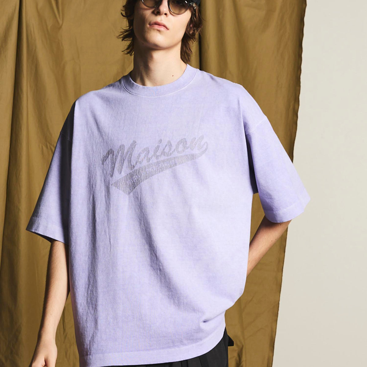 College Print Prime-Over Pigment Crew Neck T-Shirt