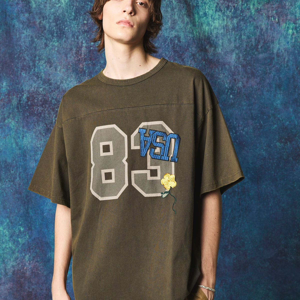SALE】Numbering USA Embroidery Prime-Over Football Crew Neck T-shirt