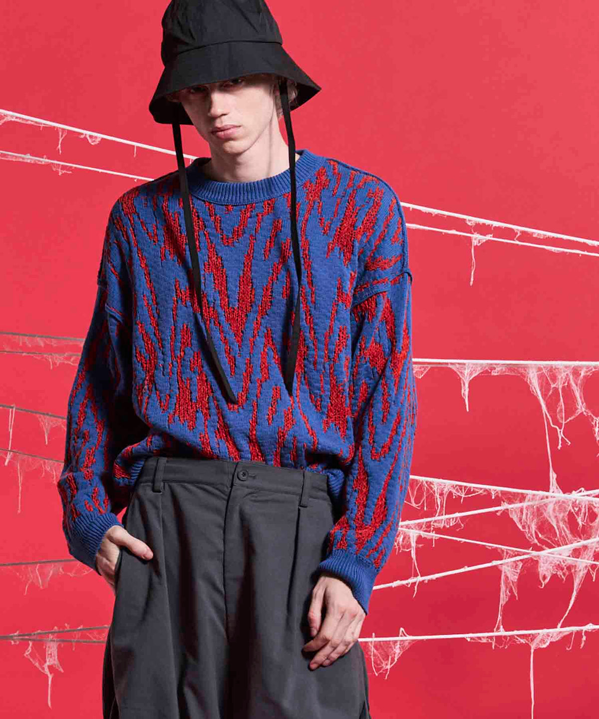 【24AW PRE-ORDER】Prime-Over Thunder Mesh Jacquard Crew Neck Knit Pullover