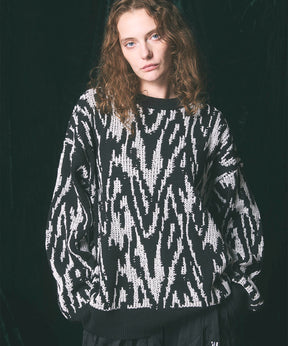 【24AW PRE-ORDER】Prime-Over Thunder Mesh Jacquard Crew Neck Knit Pullover