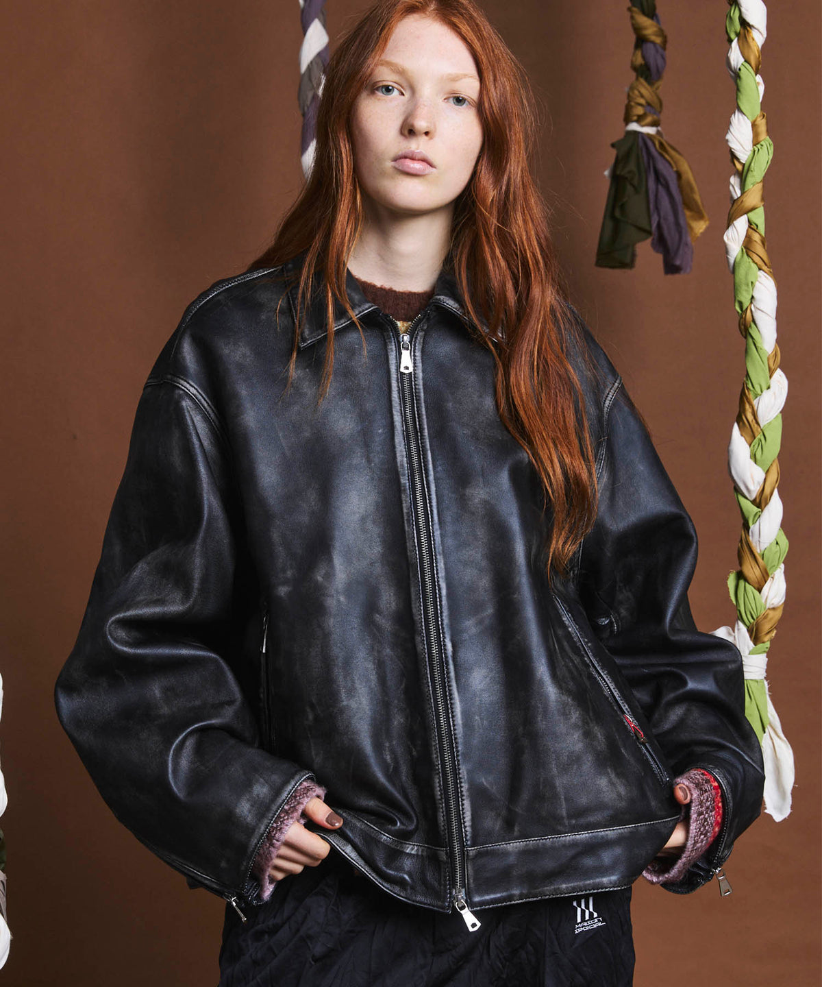 [24AW Pre-Order] Sheep Leather Prime-Over Single Rider Collaled Jacket