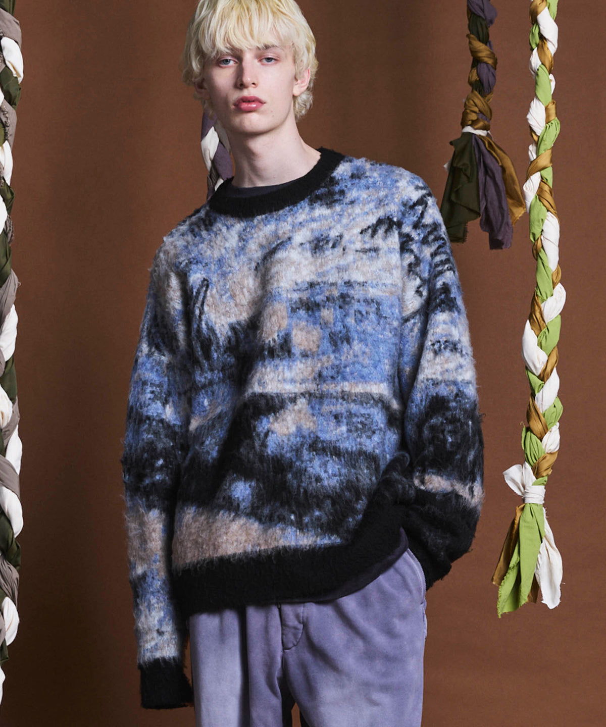 [24AW Pre-Order] Prime-Over Landscape Painting Crew Neck Knit Pullover