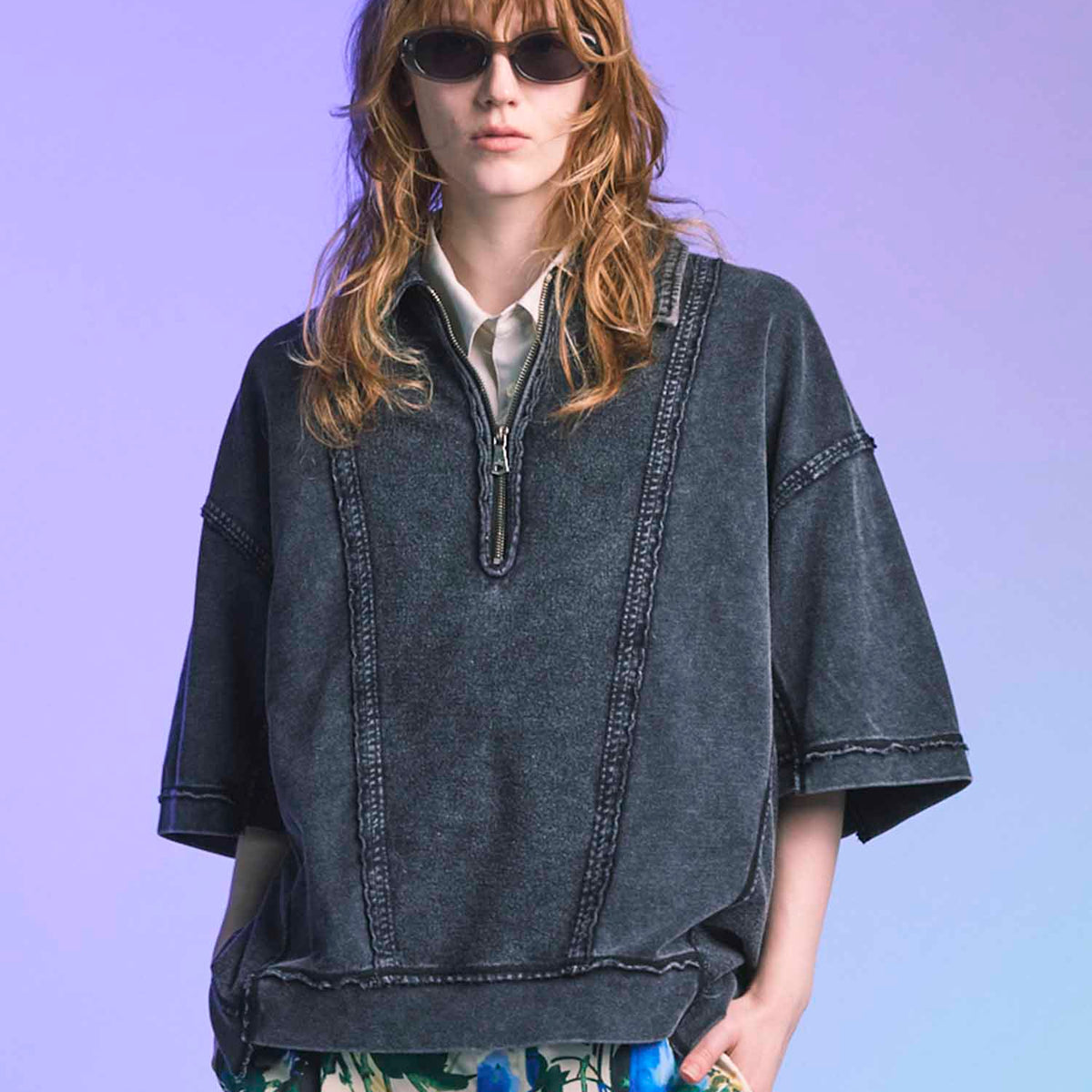 Tee★Suuオリーブ38 HALHAM oversize raglan sleeve print T-shirt/オーバーサイズ