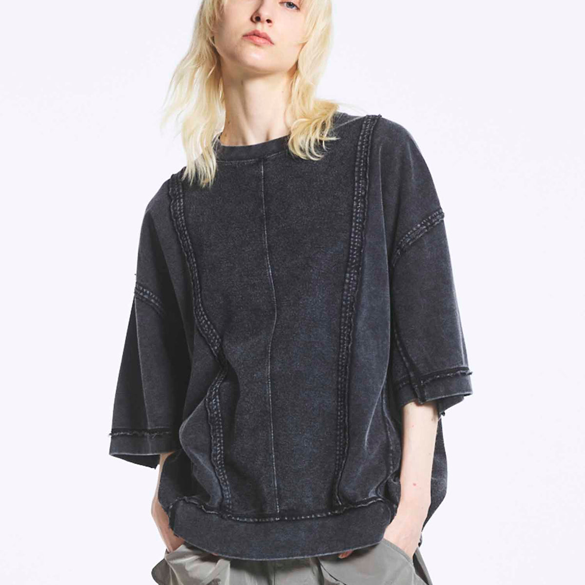 SALE】Chemical Over-Dyed Inside-Out Prime-Over Crew Neck T-Shirt