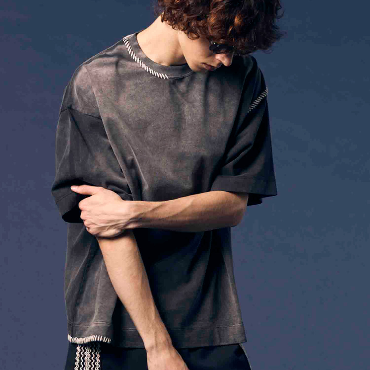 Over-Dye Embroidery Prime-Over Stitch Design T-Shirt