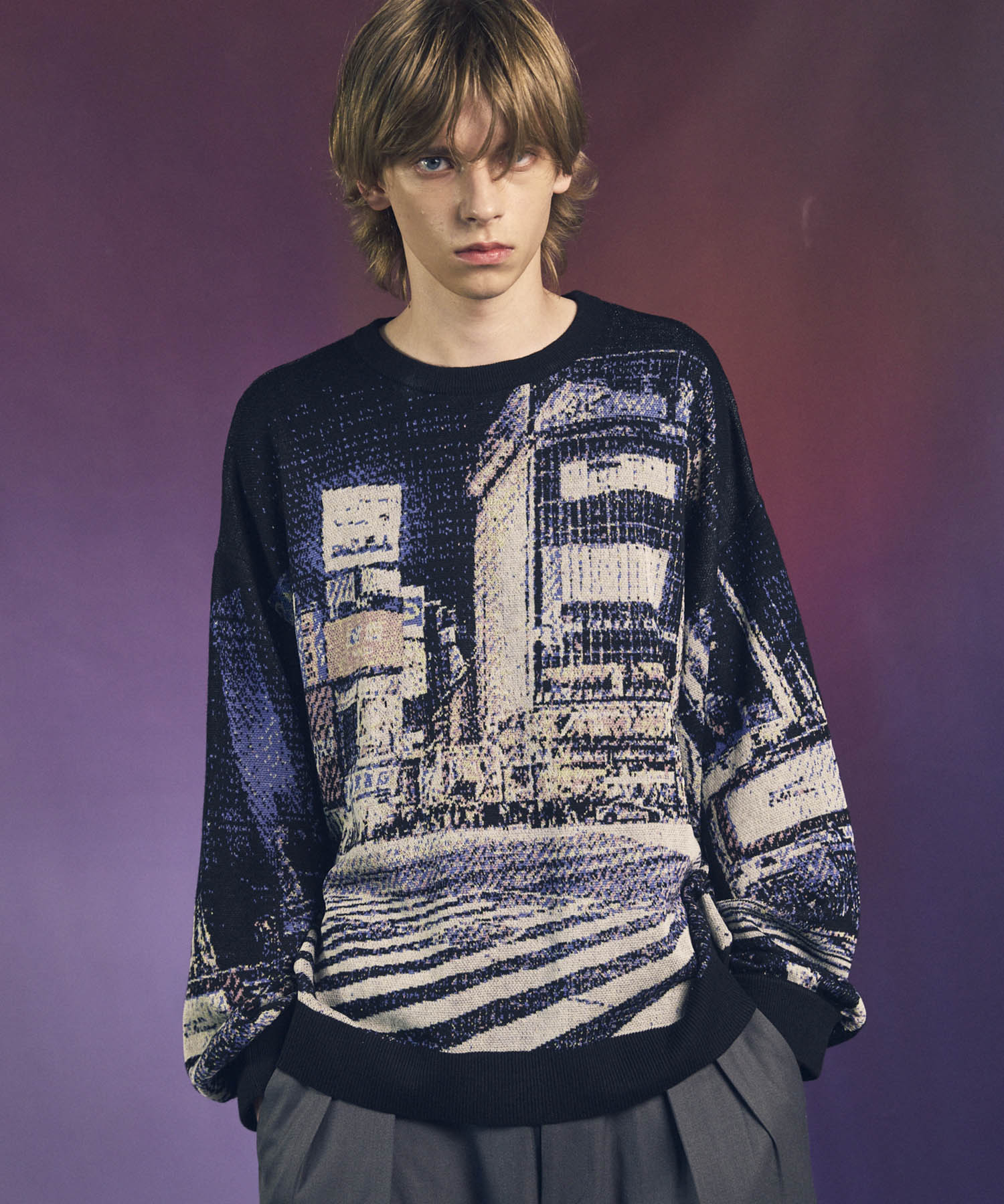 [City Series] "Scramble"Prime-Over Crew Neck Knit Pullover