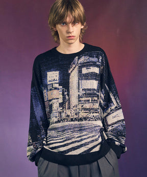 [City Series] "Scramble"Prime-Over Crew Neck Knit Pullover