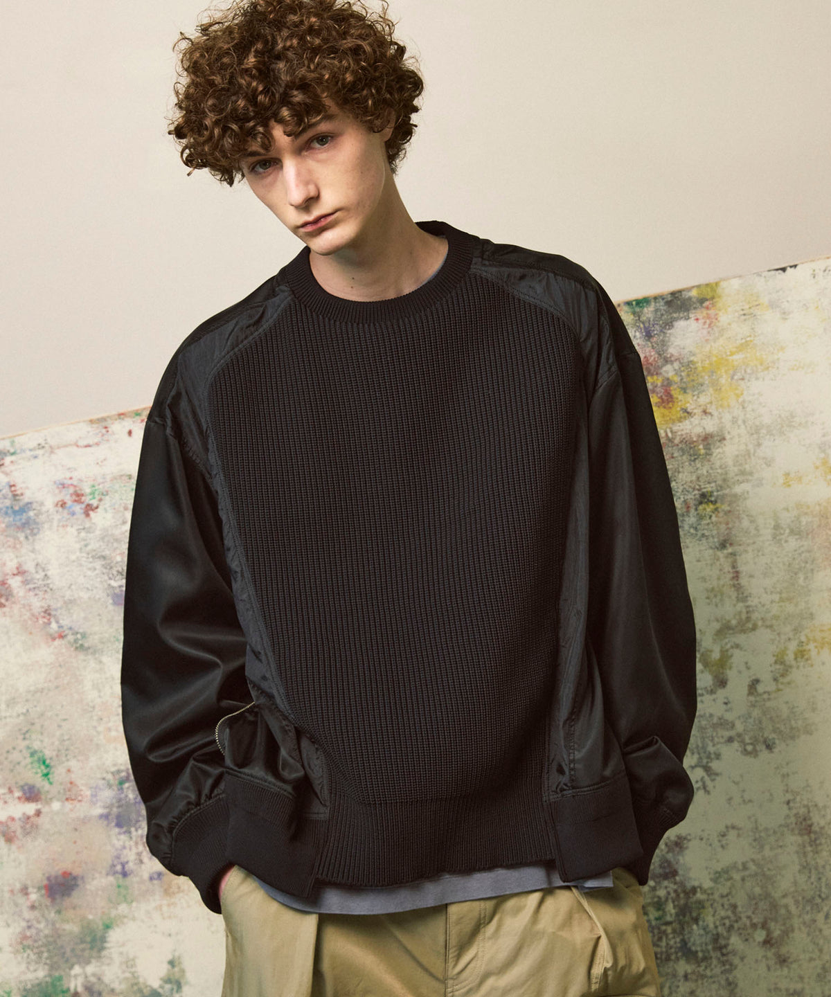 Knit Combination Prime-Over Knit Pullover