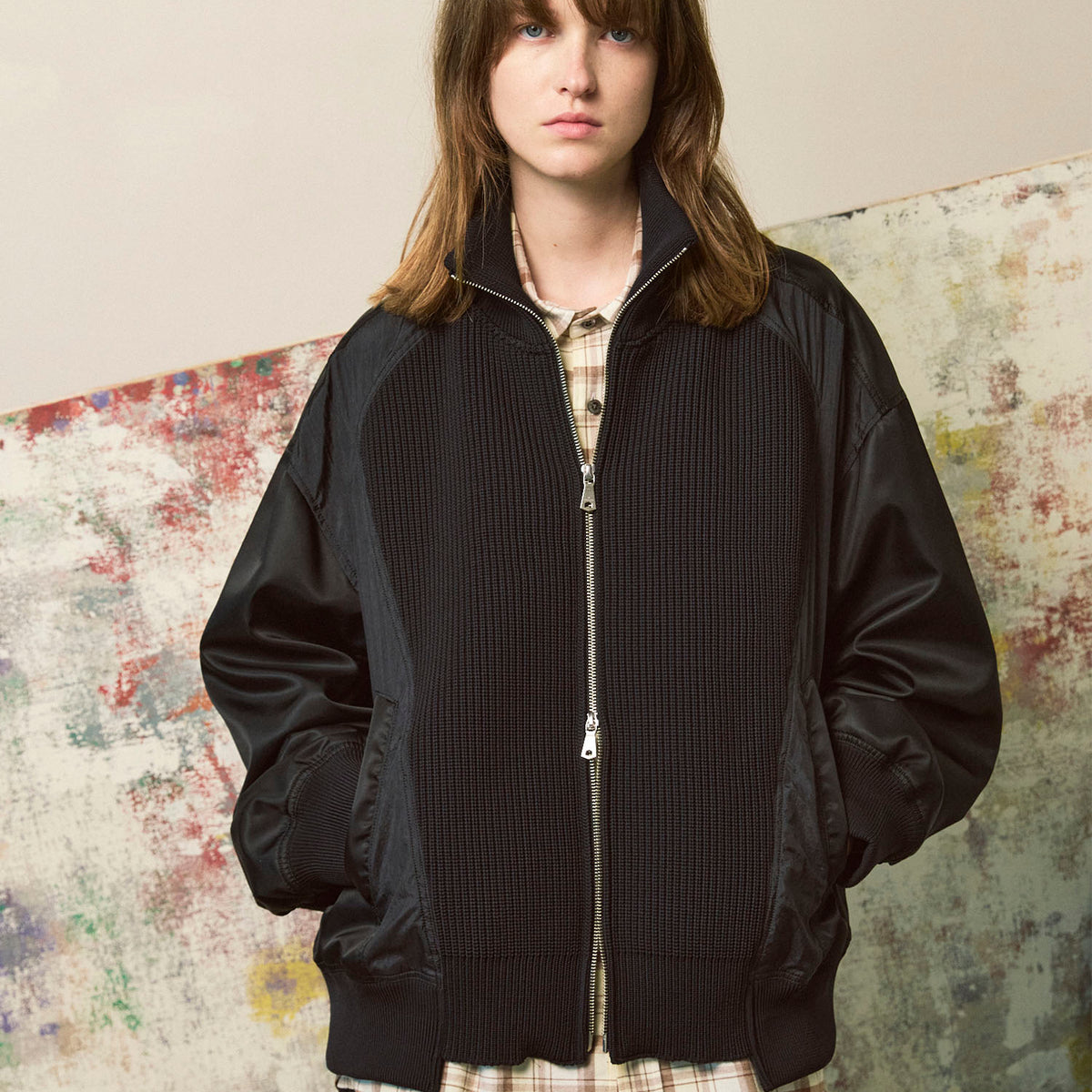 PRE-ORDER】Knit Combination Prime-Over Drivers Knit Blouson