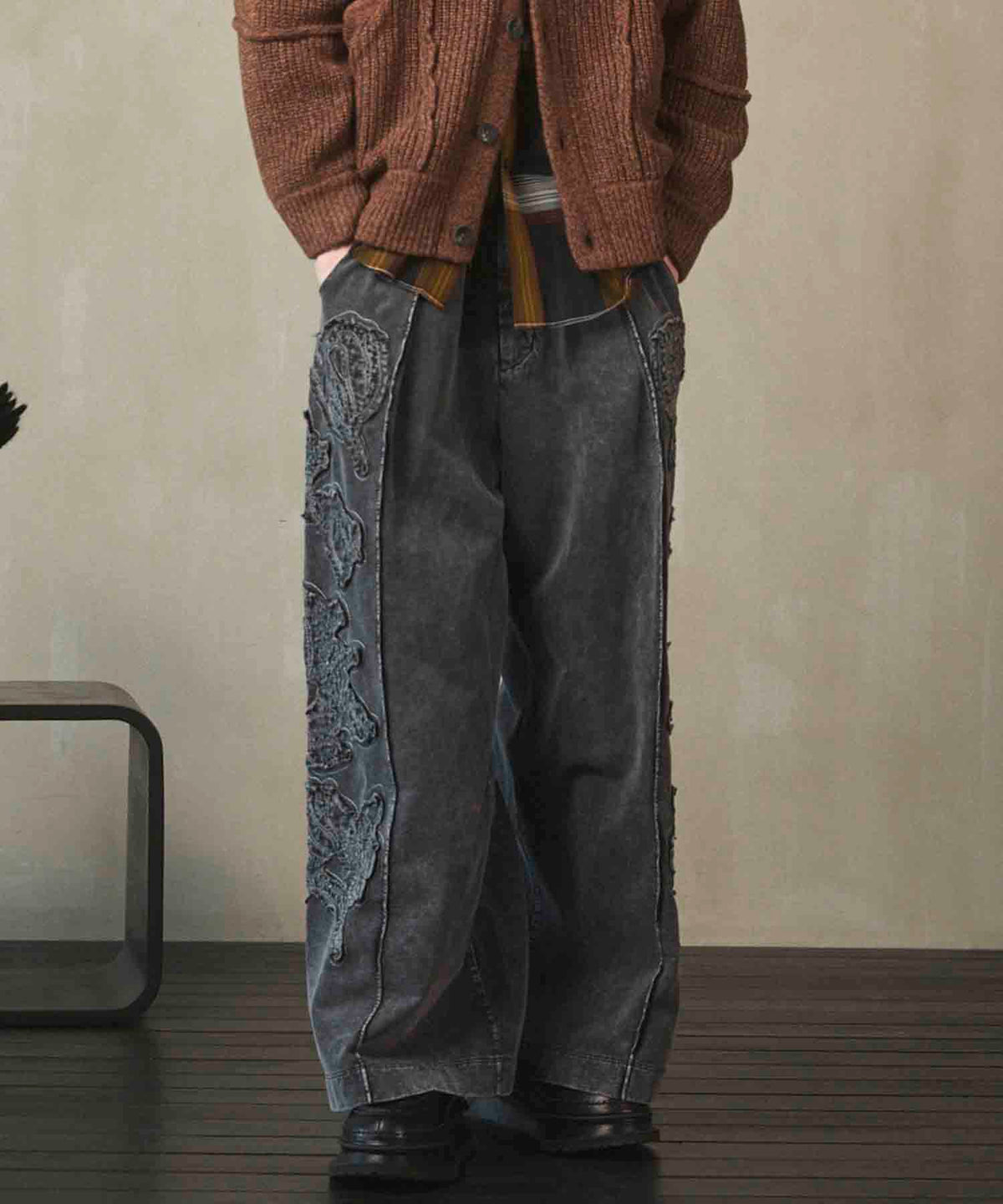 4 색 샹 브레이 세탁 가능한 양모 피크 라펠 더블 가슴 재킷