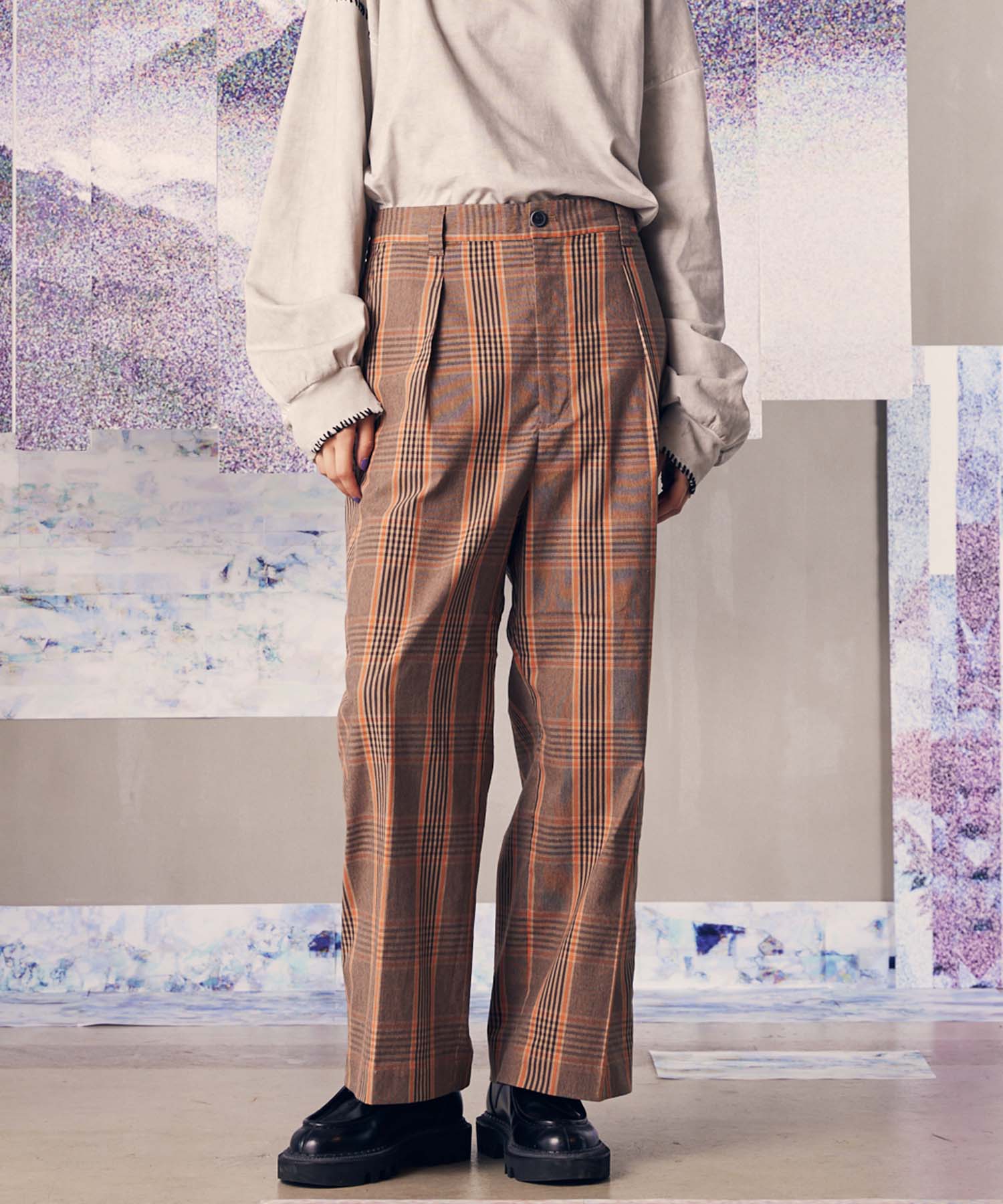 【Italian Dead Stock Fabric】One-Tuck Wide Pants