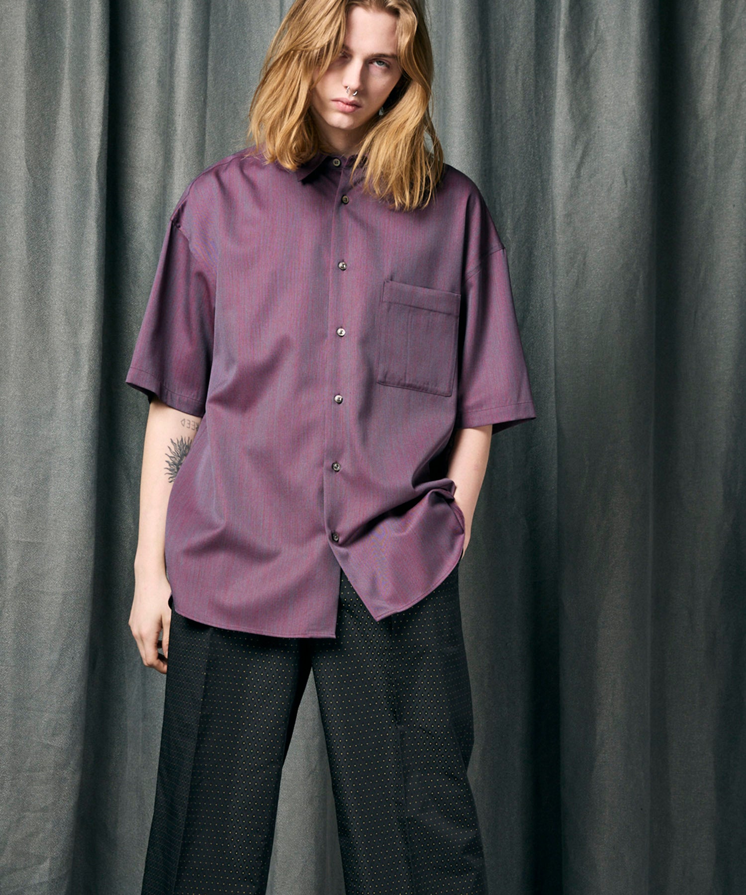 High Count Wool Prime-Over Short Sleeve Shirt