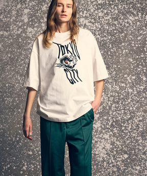 "TOKYO CITY" DRAGON EMBROIDERY PRIME-OVER CREW NECK T-SHIRT