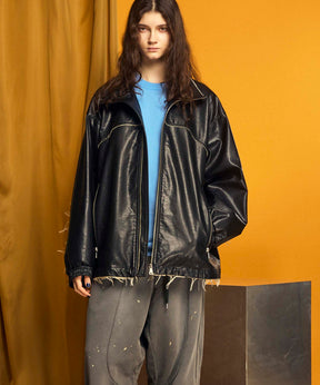 [24AW Pre-Order] Artificial Leather Prime-Over Zip-Up Blouson