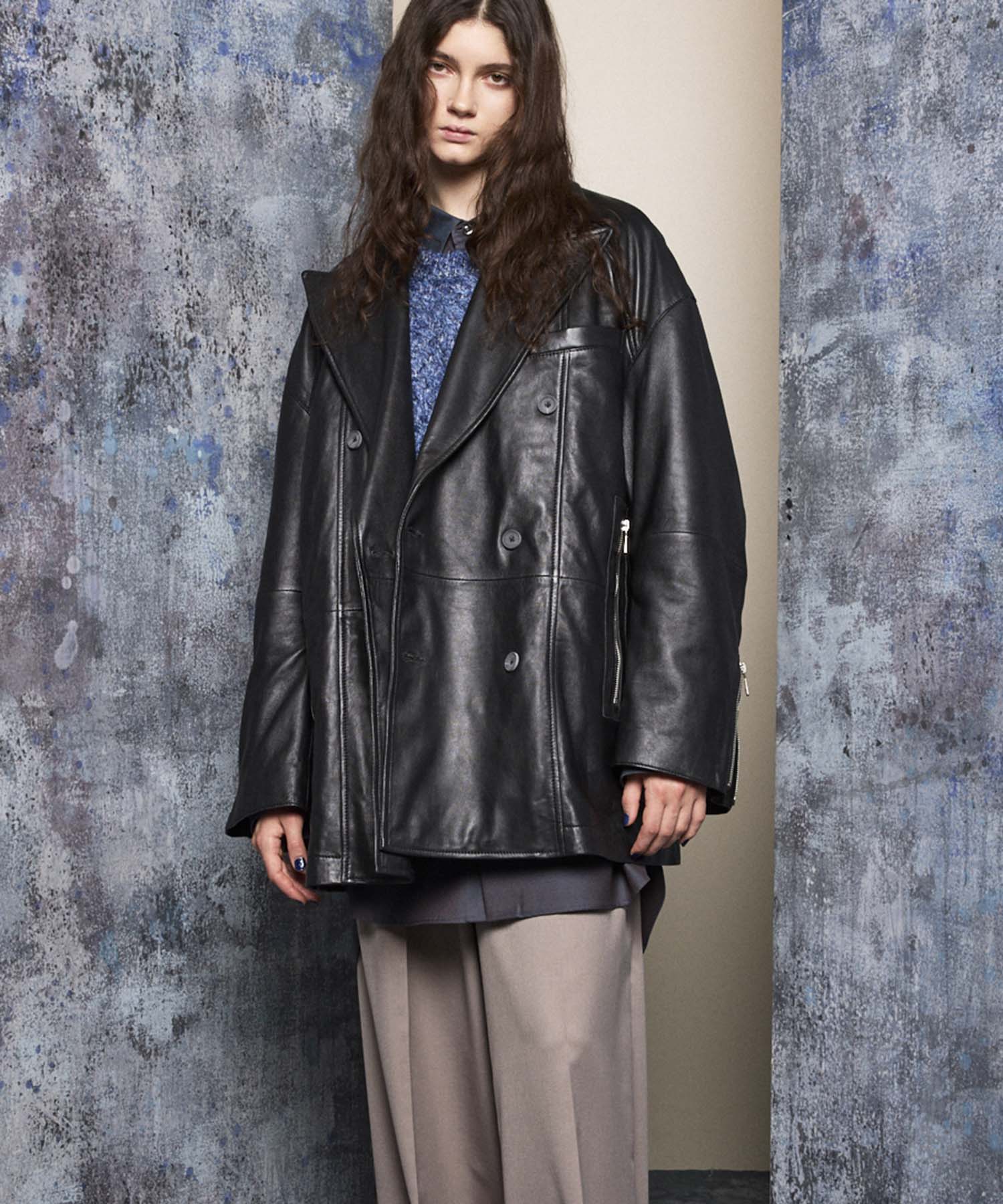 【24AW PRE-ORDER】Sheep Leather Prime-Over Pea Coat