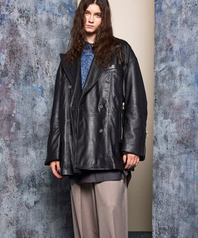 【24AW PRE-ORDER】Sheep Leather Prime-Over Pea Coat