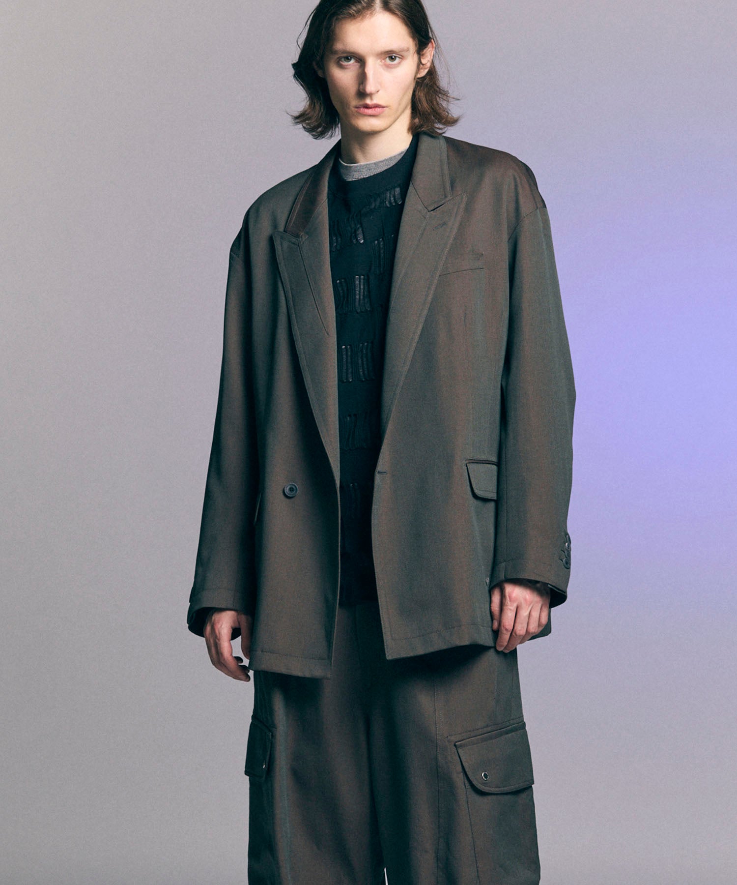 【24AW PRE-ORDER】Chambray Wool Prime-Over Three-Dimensional Cutting Tailored Jacket