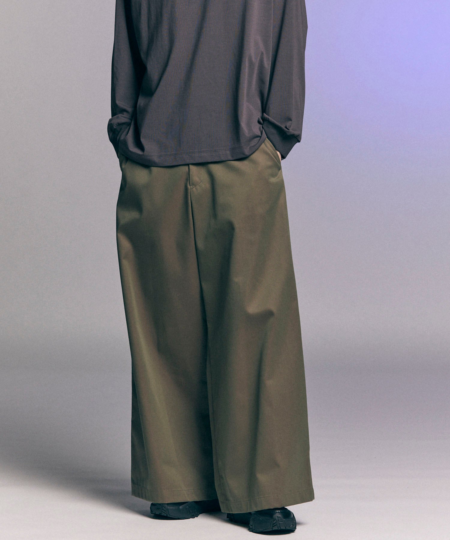 120/2/2/2/2/2/SUVIN COTTON GABARDINE BUGGY WIDE PANTS