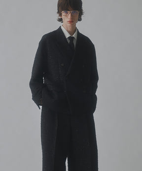 【MAISON SPECIAL for 久遠】Prime-Over Sparkly Black Peaked Lapel Double Jacket