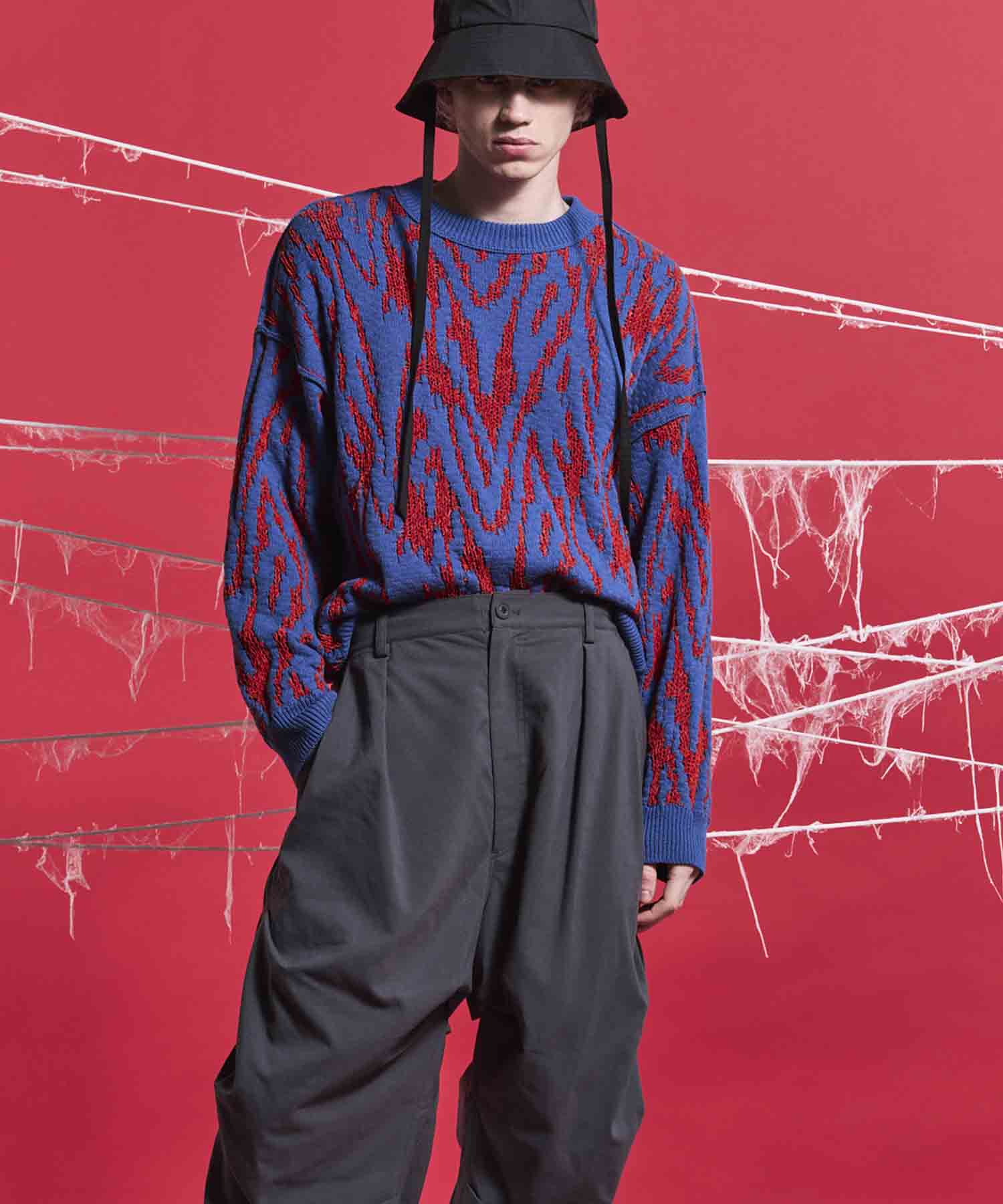 【24AW PRE-ORDER】Prime-Over Thunder Mesh Jacquard Crew Neck Knit Pullover