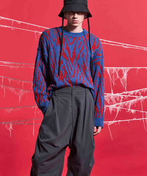 【24AW PRE-ORDER】Prime-Over Thunder Mesh Jacquard Crew Neck Knit Pullover