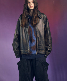 양 가죽 싱글 라이더 칼라 킹 재킷