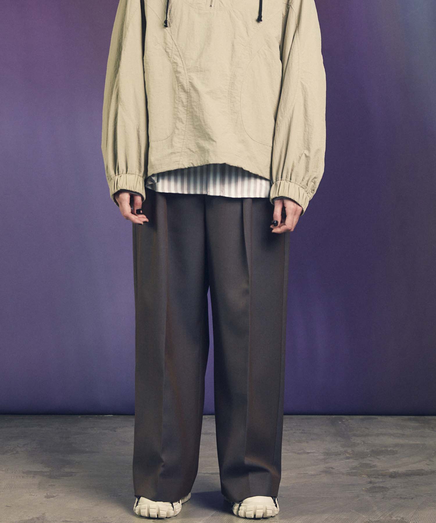 4 가지 색상 샹 브레이 세탁 가능한 양모 프라임 전역의 두 개의 턱 넓은 바지