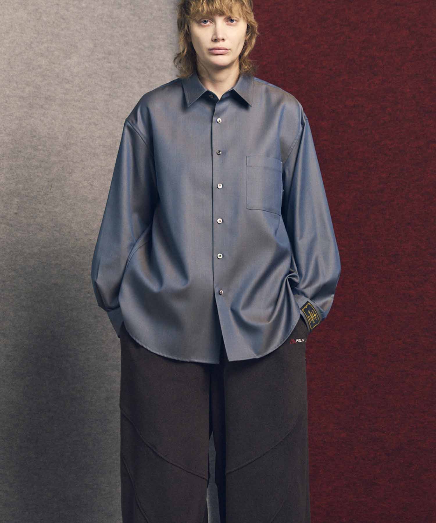 4 색 샹 브레이 씻을 수있는 양모 프라임-오버 일반 칼라 셔츠