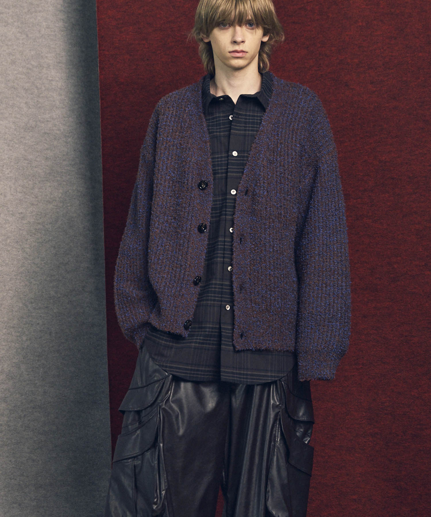 Mix Color Fancy Yarn Prime-Over Knit Cardigan