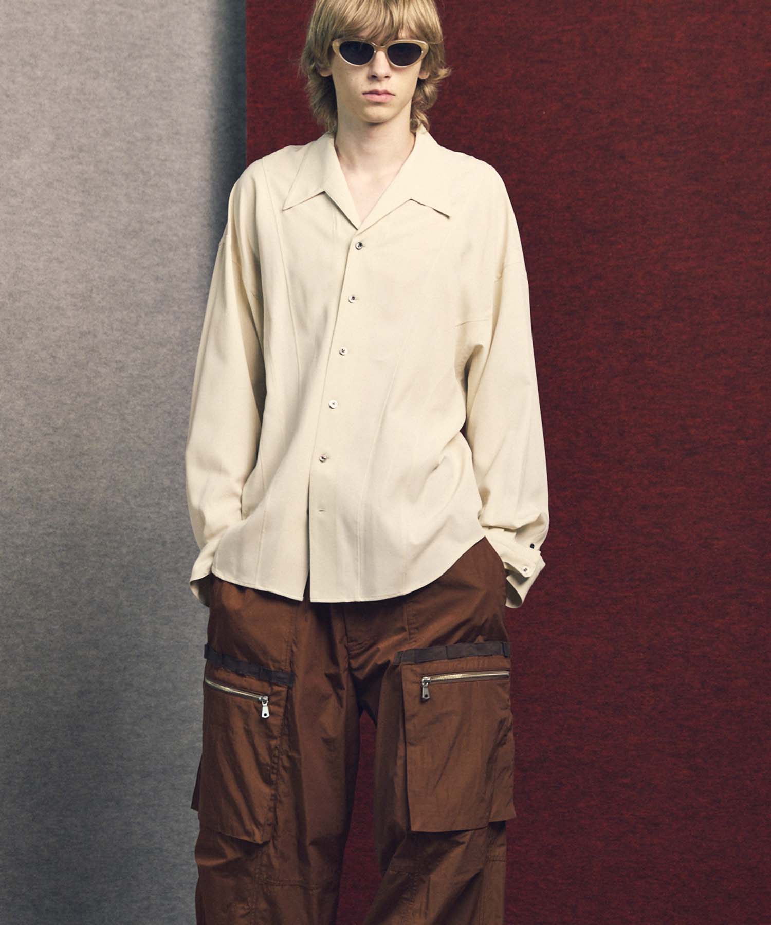 Radial Darts Prime-Over Open Collar Shirt