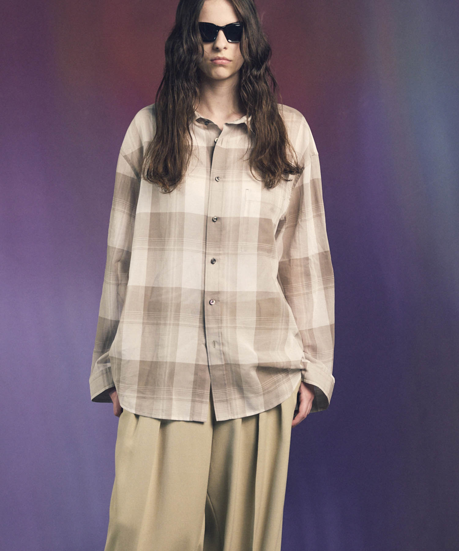 Prime-Over Cotton Organdy 일반 칼라 셔츠를 확인하십시오