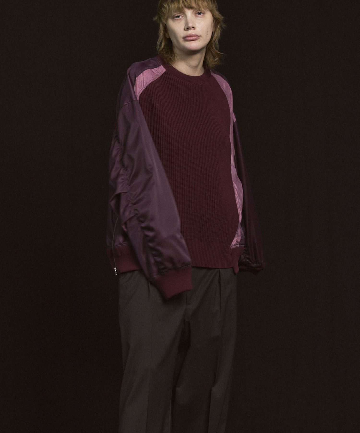 编织组合额叶套头衫