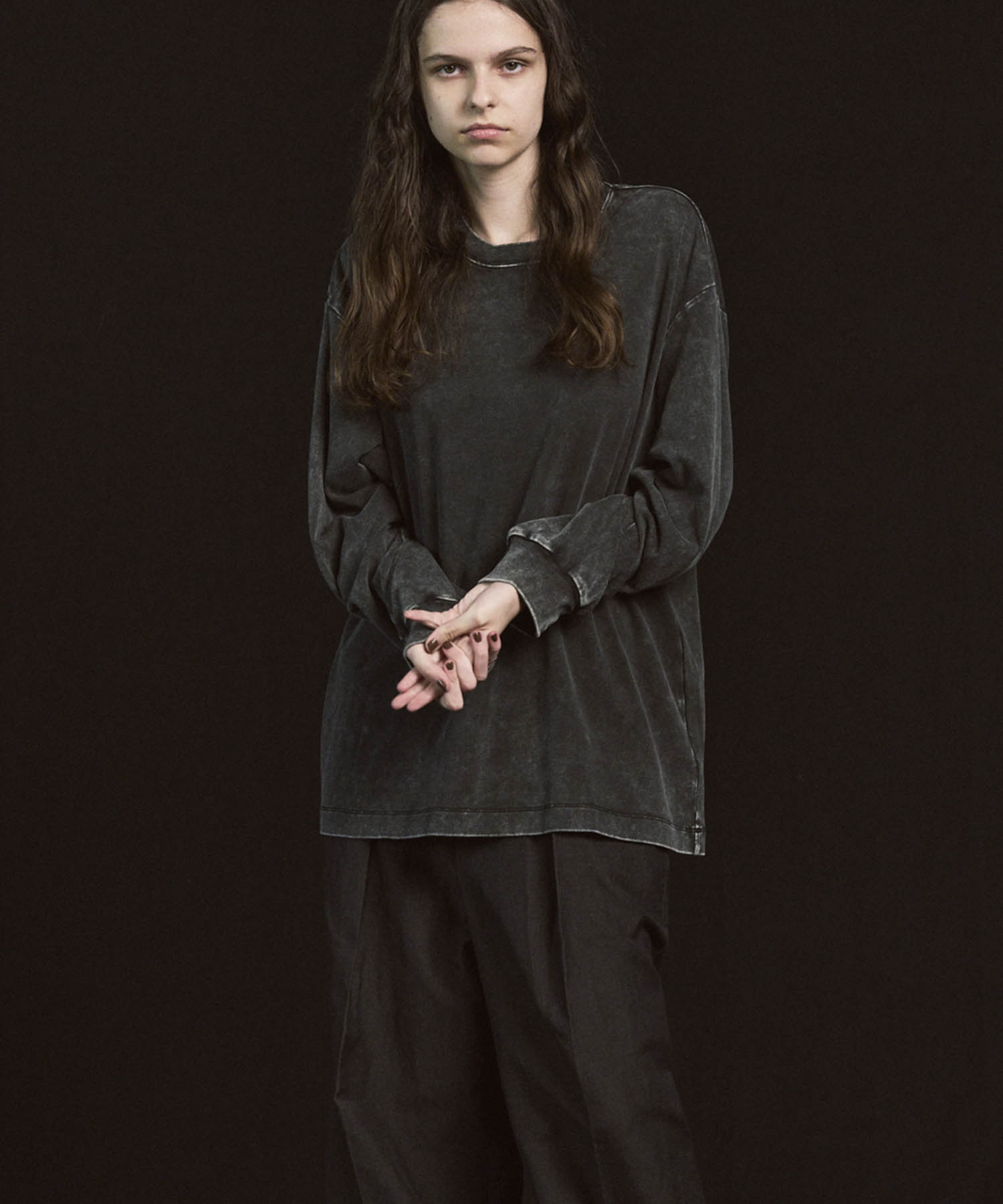 [ex] Prime-Ore-Ore-Ore-Ore-Over Smooth Crew Neck长袖T恤