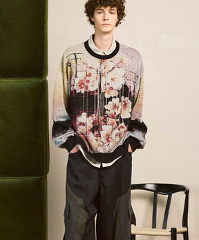 주요 현대 미술 승무원 넥 니트 풀오버