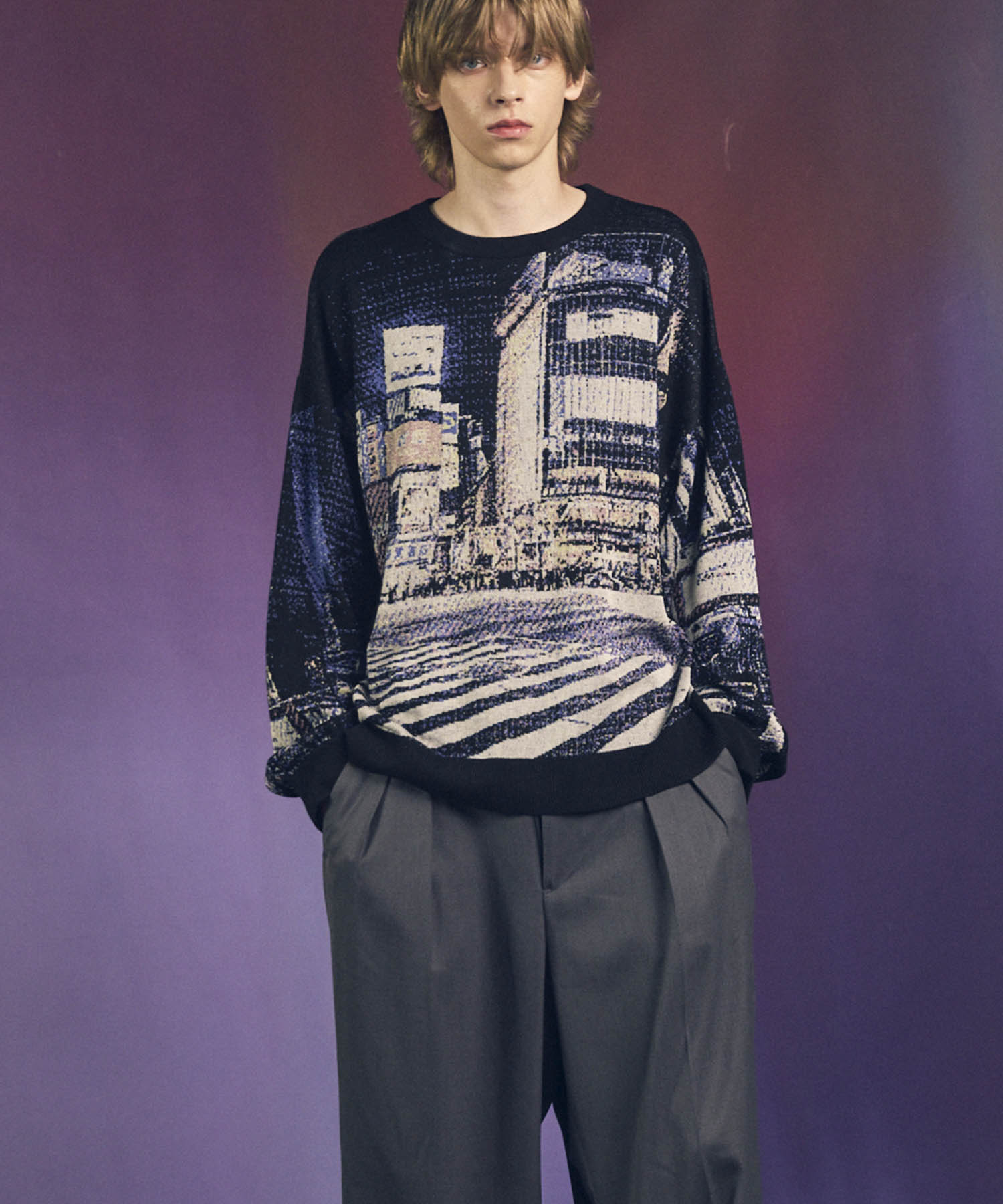 [City Series] "Scramble"Prime-Over Crew Neck Knit Pullover