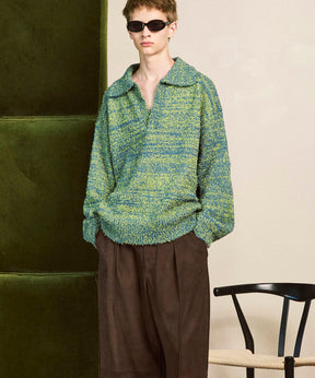 混合彩色纱线纱线船长针织套头衫