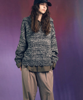 混合彩色纱线纱线船长针织套头衫