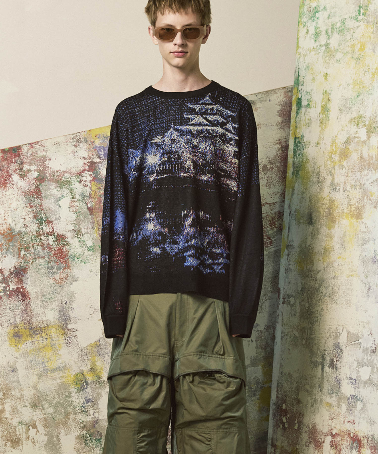 [城市系列]“ Nagoya” Prime-Erover Kew Neck编织套头衫