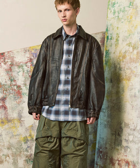 Sheep Leather Single Collard Blouson