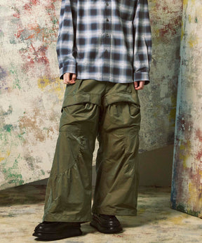Gather Curved Switching Wide Pants