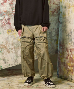Gather Curved Switching Wide Pants
