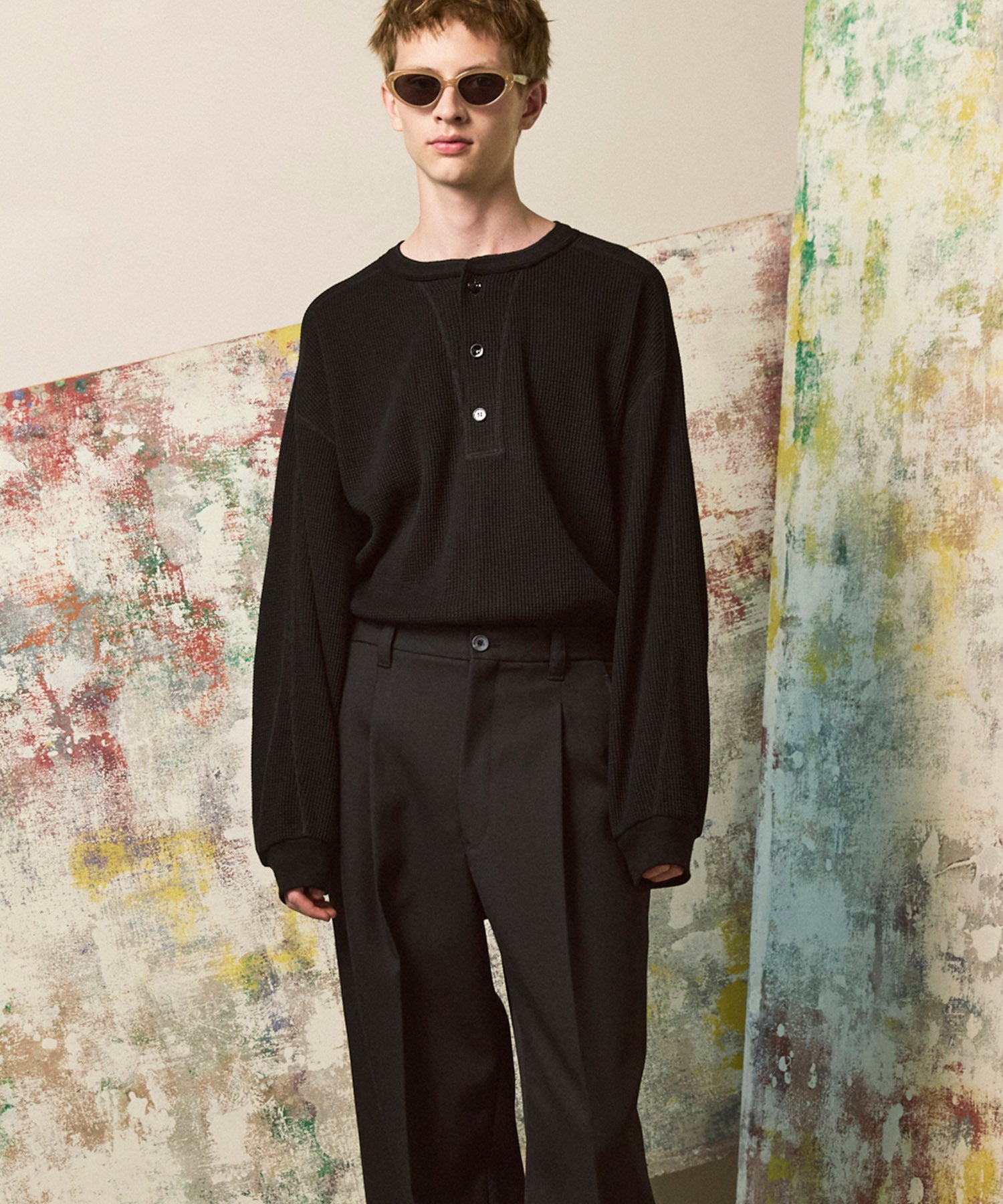 Prime-Over Crew Neck Long Sleeve Waffle T-Shirt