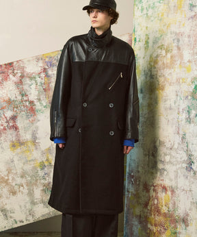 [25AW 사전 주문] 양 가죽 멜튼 콤비네이션 체스터 코트