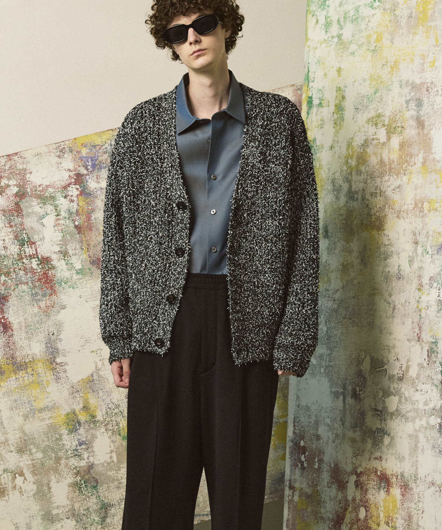 Mix Color Fancy Yarn Prime-Over Knit Cardigan