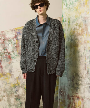 Mix Color Fancy Yarn Prime-Over Knit Cardigan